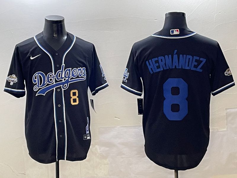 Men Los Angeles Dodgers 8 Hernandez Black Fashion Game 2025 Nike MLB Jersey style 3068